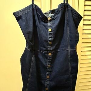 City Chic Blue Denim Midi Dress